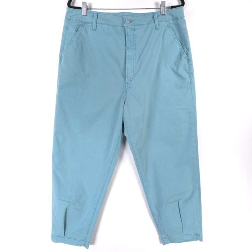 MOTHER The Catch All Prep Ankle Crop Pants Killing Time Nile Blue Size 34